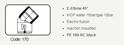 AGRULINE E-Elbow 45° PE 100 Black SDR 11 OD 90mm - Wadamart