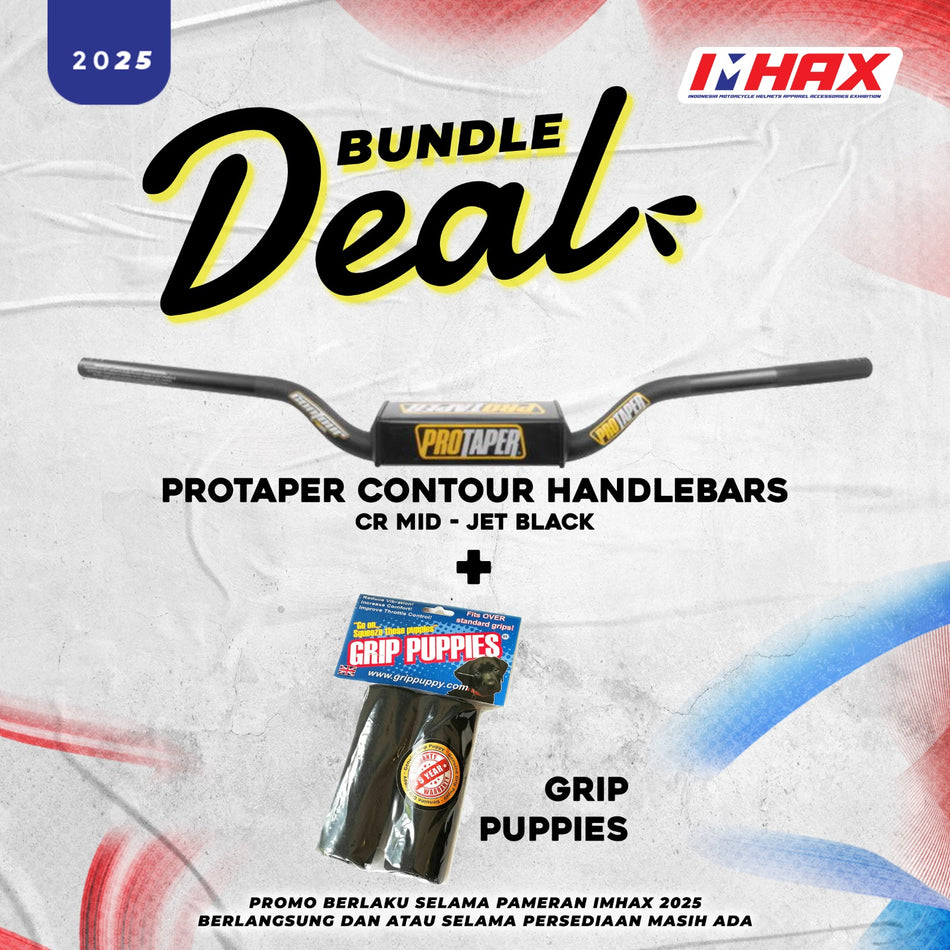 Protaper Contour Handlebars CR Mid-Jet Black Bundling With Grip Puppies