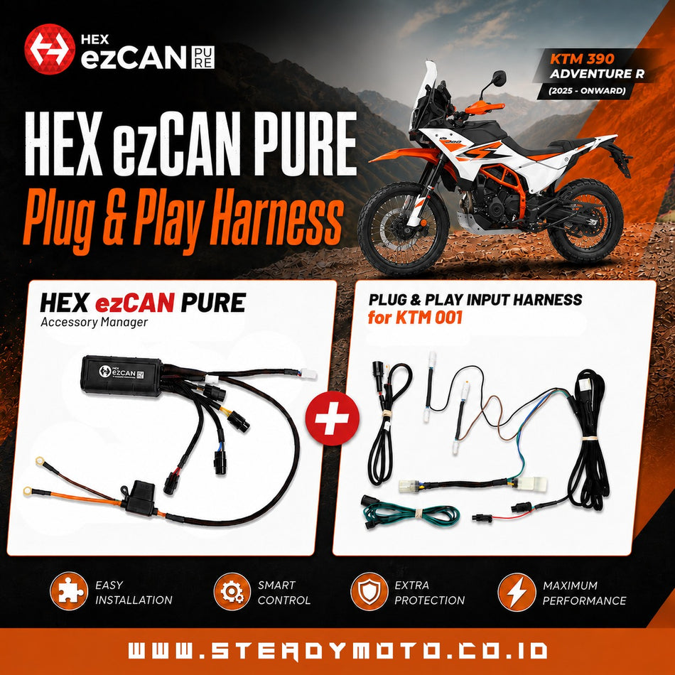 HEX ezCAN PURE dengan Plug & Play Harness untuk KTM 390 Adventure R/X & Enduro R (2025-)