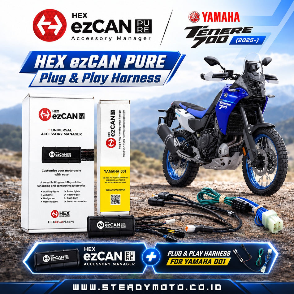 HEX ezCAN PURE dengan Plug & Play Harness untuk Yamaha Tenere 700 (2025-)