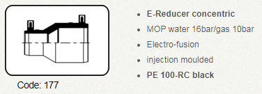 AGRULINE E-Reducer PE 100 Black SDR 11 - Wadamart