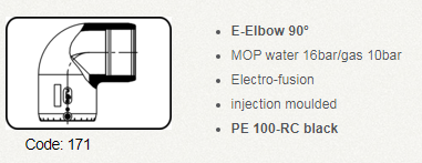 AGRULINE E-Elbow 90° PE 100 Black SDR 11 OD 90mm - Wadamart