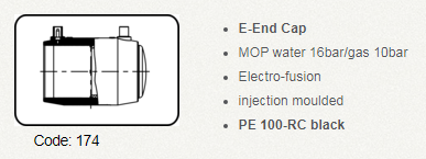 AGRULINE E-End Cap PE 100 Black SDR 11 - Wadamart