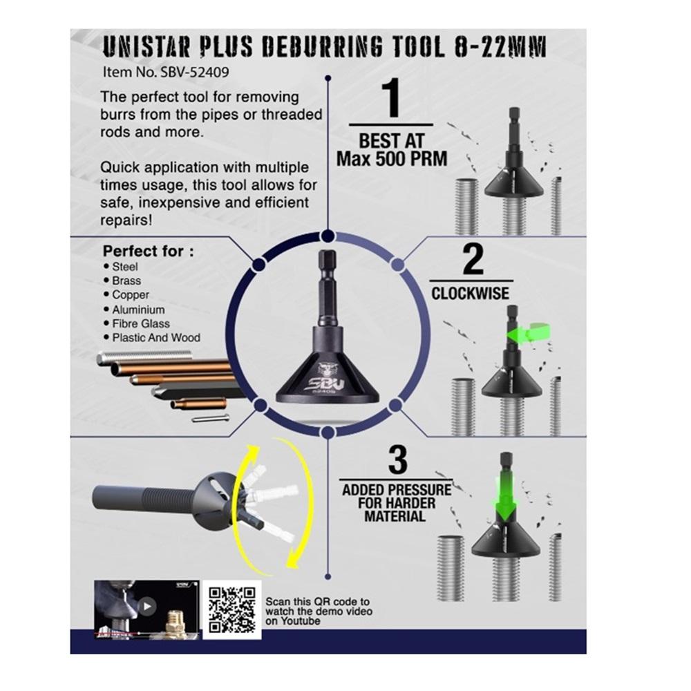 Unistar Deburing Tool 8-22mm - Wadamart