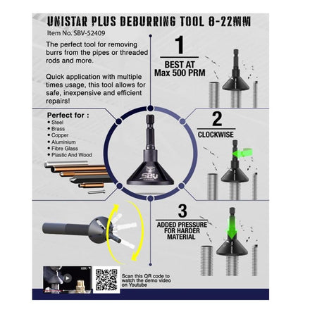 Unistar Deburing Tool 8-22mm - Wadamart